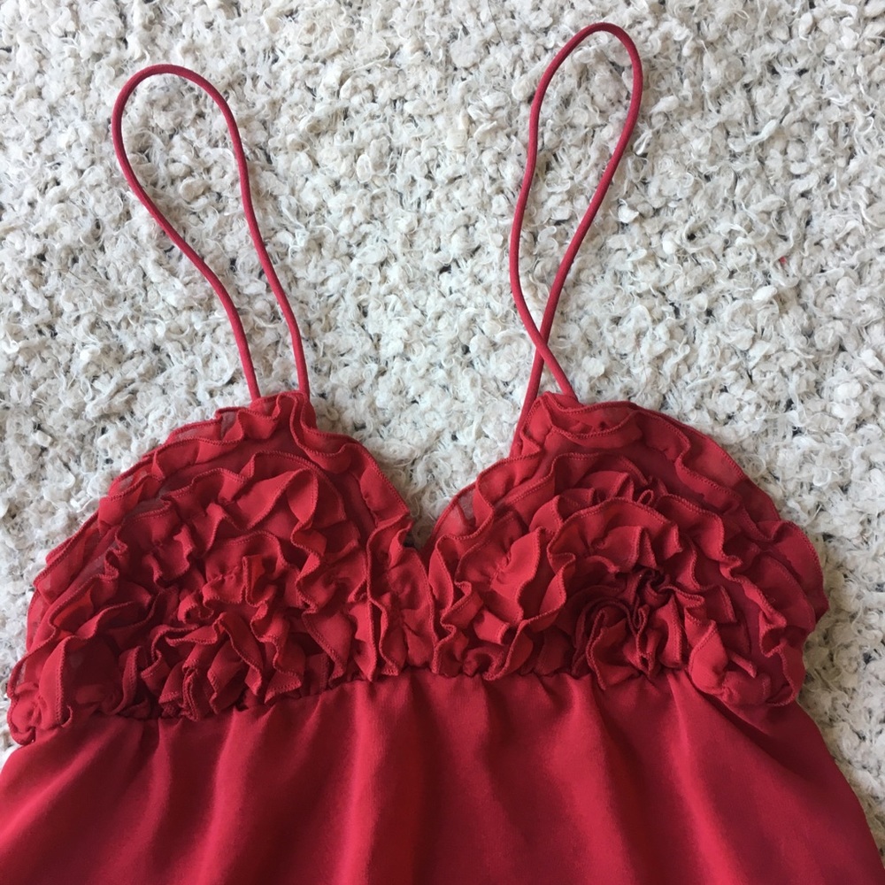 Rampage ruffled chemise with mesh